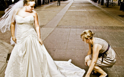 What stains are removed during the wedding dress cleaning process?