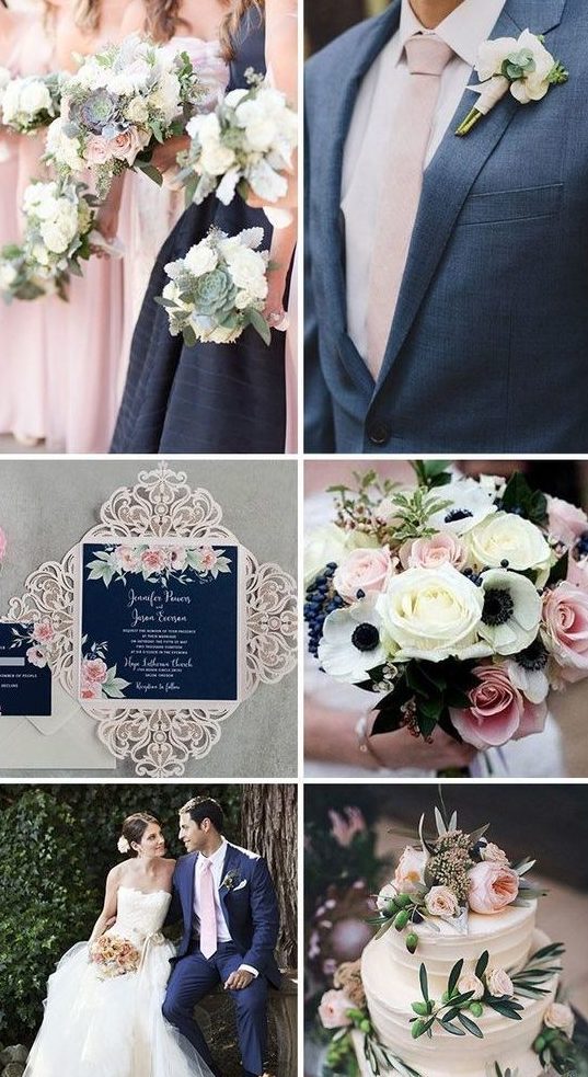 best wedding colors 2019 navy blue rose