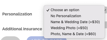 Personalization Options Menu