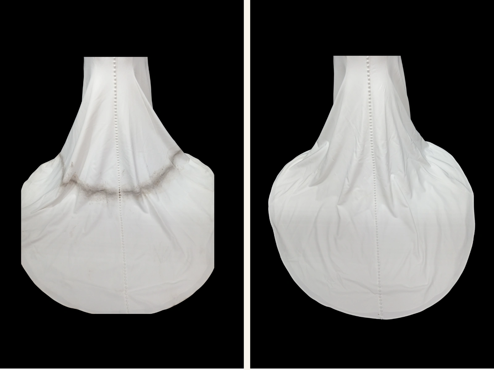 Before and after cleaning: A Soil Line Across the Skirt